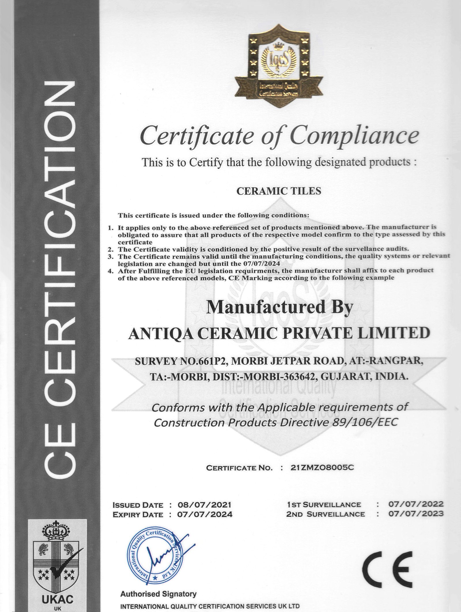 CE CERTIFICATE
